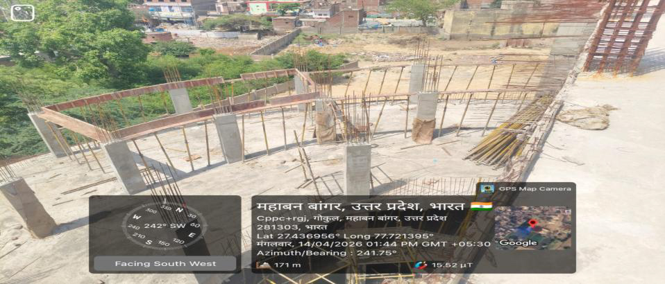 जनपद मथुरा गोकुल में नगर पंचायत की भूमि पर पर्यटक सुविधा केन्द्र (टी.एफ.सी.) एवं पार्किंग का निर्माण कार्य