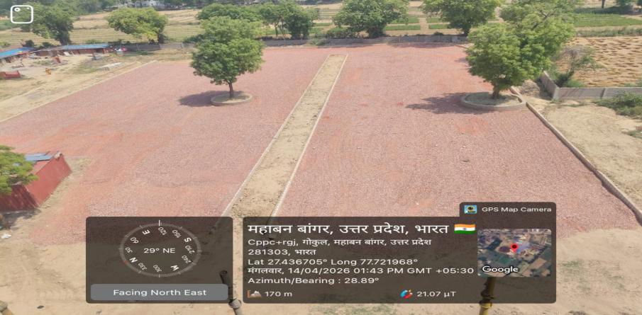 जनपद मथुरा गोकुल में नगर पंचायत की भूमि पर पर्यटक सुविधा केन्द्र (टी.एफ.सी.) एवं पार्किंग का निर्माण कार्य