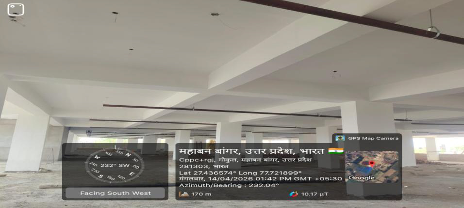 जनपद मथुरा गोकुल में नगर पंचायत की भूमि पर पर्यटक सुविधा केन्द्र (टी.एफ.सी.) एवं पार्किंग का निर्माण कार्य